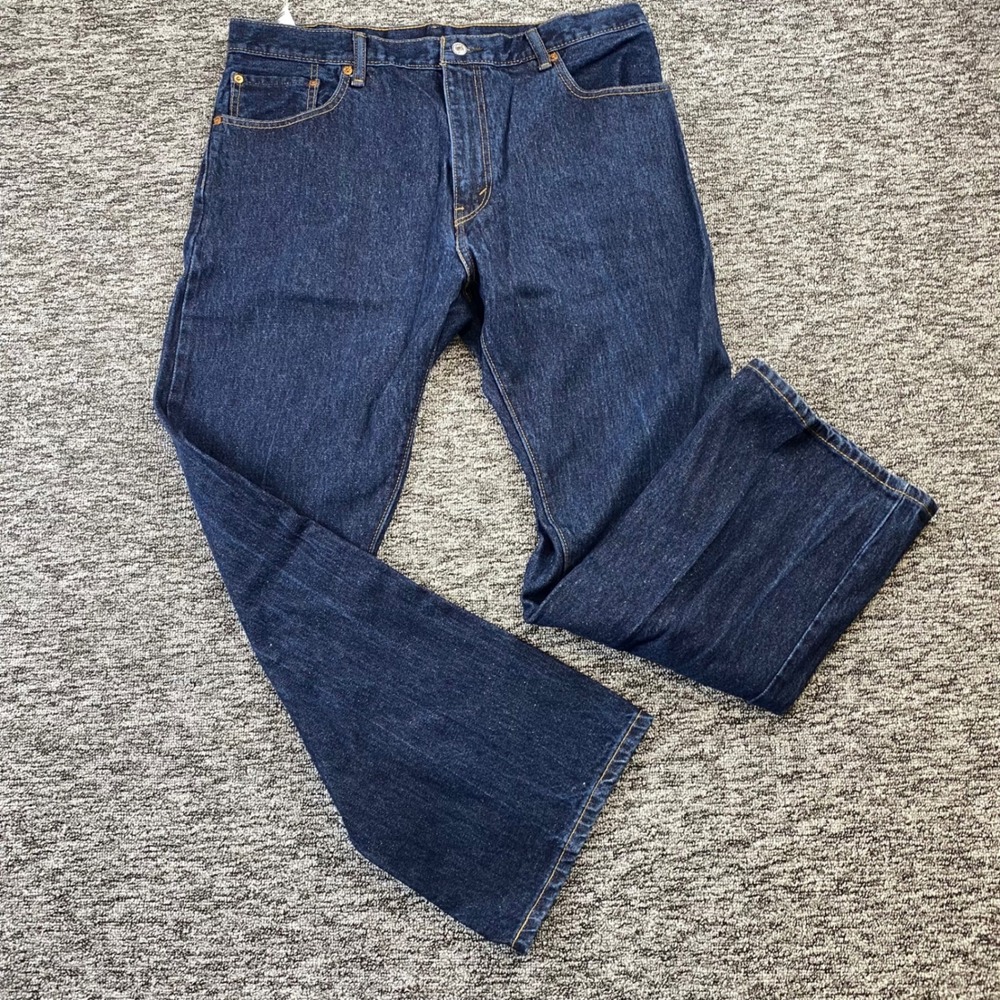 Levis Mens Dark Wash Straight Leg Denim Jeans 100% Cotton Indigo Blue Pants